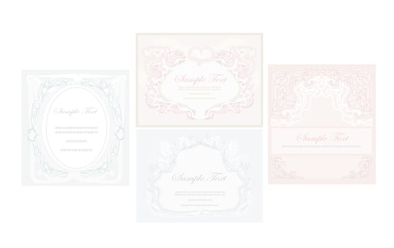 elegant abstract vintage frame invitation set cards