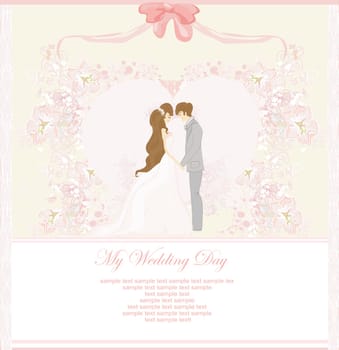elegant wedding invitation with wedding couple