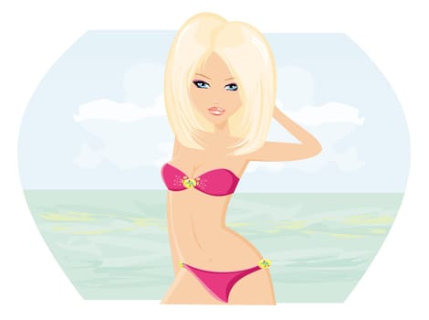 Summer beach girl in bikini