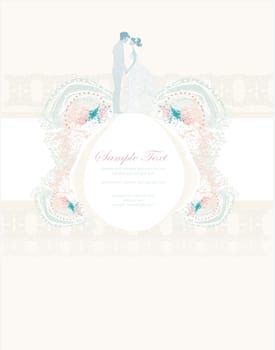 elegant wedding invitation with wedding couple