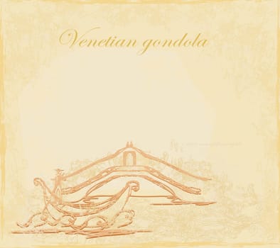 Venetian gondola retro style card vector illustration
