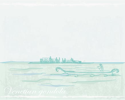 Venetian gondola. retro style card. vector illustration.