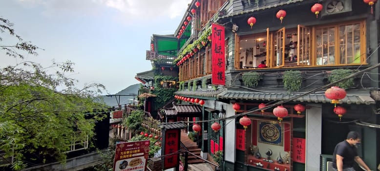 Jioufen village, Taipei - APR 24, 2022 : Beatutiful view of Jioufen village, New Taipei City, Taiwan