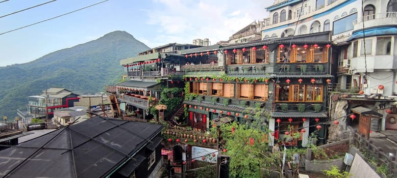 Jioufen village, Taipei - APR 24, 2022 : Beatutiful view of Jioufen village, New Taipei City, Taiwan