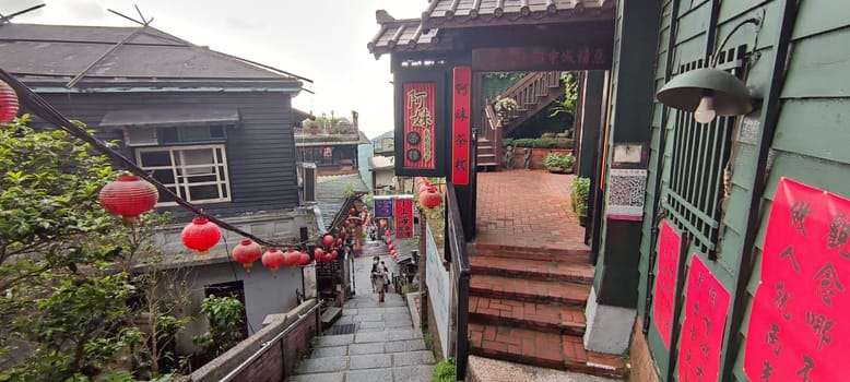 Jioufen village, Taipei - APR 24, 2022 : Beatutiful view of Jioufen village, New Taipei City, Taiwan