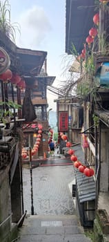 Jioufen village, Taipei - APR 24, 2022 : Beatutiful view of Jioufen village, New Taipei City, Taiwan