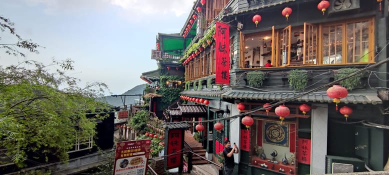Jioufen village, Taipei - APR 24, 2022 : Beatutiful view of Jioufen village, New Taipei City, Taiwan