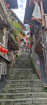 Jioufen village, Taipei - APR 24, 2022 : Beatutiful view of Jioufen village, New Taipei City, Taiwan
