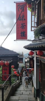 Jioufen village, Taipei - APR 24, 2022 : Beatutiful view of Jioufen village, New Taipei City, Taiwan