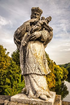 Statue of St.John of Nepomuk on the Old Lahn Bridge in Limburg an der Lahn, Hesse, Germany
