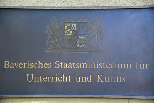 Bavarian State Ministry for Education and Culture Ministry of Education Bavaria Munich Sign Signs Salvatorplatz School Education Science Culture Teacher School Education Social.