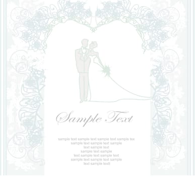elegant wedding invitation with wedding couple
