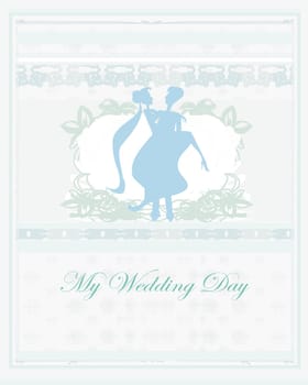elegant wedding invitation with wedding couple