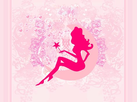 floral background with a beautiful fairy
