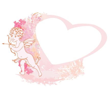 happy valentines day card with cupid