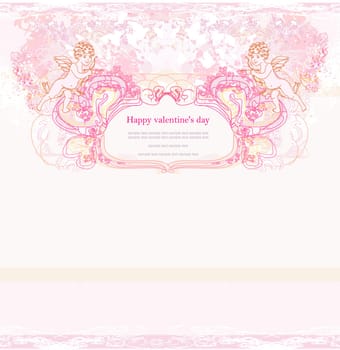 happy valentines day card with cupids