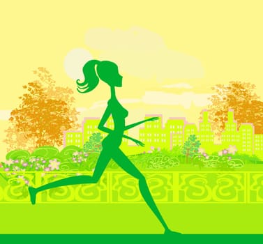 Jogging girl silhouette n summer