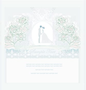 elegant wedding invitation with wedding couple