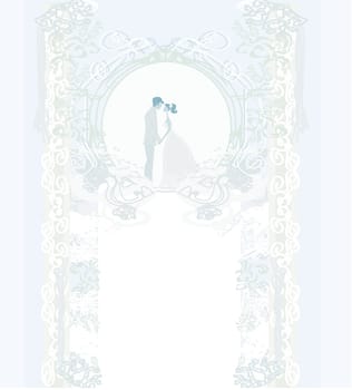 elegant wedding invitation with wedding couple