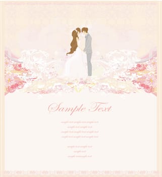 elegant wedding invitation with wedding couple