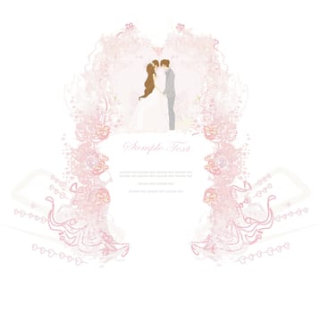 elegant wedding invitation with wedding couple