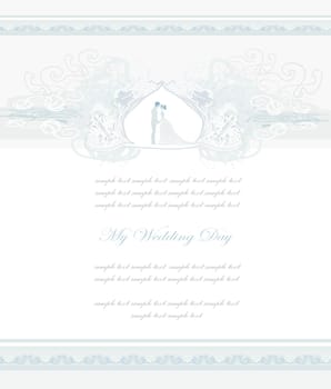 elegant wedding invitation with wedding couple