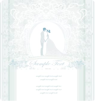 elegant wedding invitation with wedding couple
