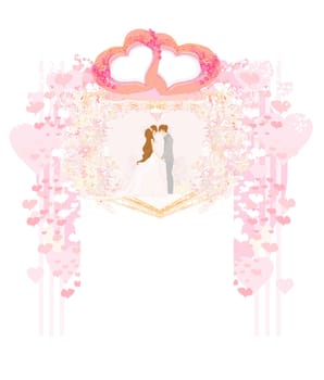 elegant wedding invitation with wedding couple