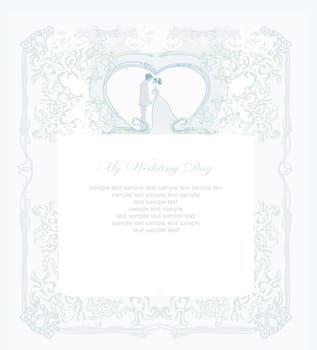 elegant wedding invitation with wedding couple