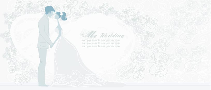 elegant wedding invitation with wedding couple