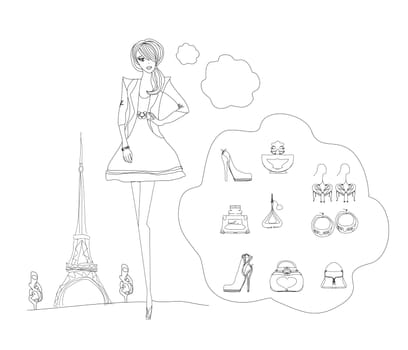 Paris fashion doodles set