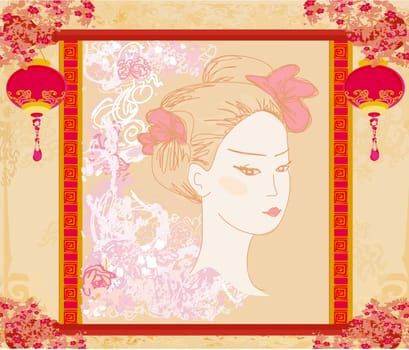 Abstract Beautiful geisha portrait