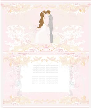 elegant wedding invitation with wedding couple