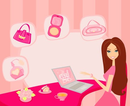 Online shopping girl