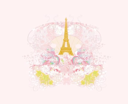 vintage retro Eiffel in Paris card