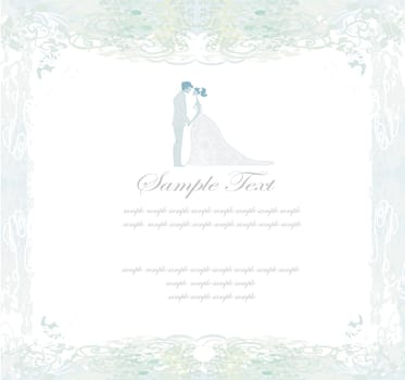 elegant wedding invitation with wedding couple