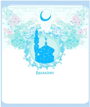 Ramadan background - mosque silhouette vector card