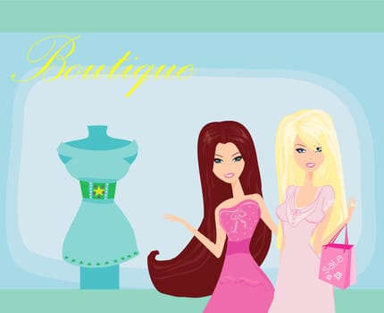 fashion girls Shopping illustration