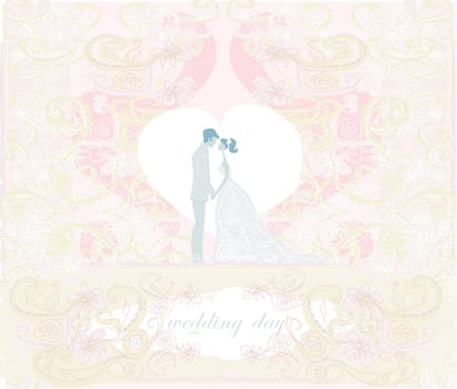 elegant wedding invitation with wedding couple