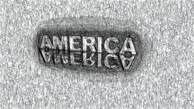 America text hand draw digital art,America text hand draw digital art