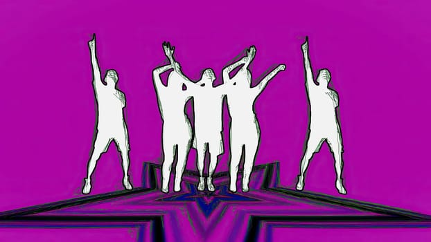 People dancing hand draw digital art,People dancing hand draw digital art