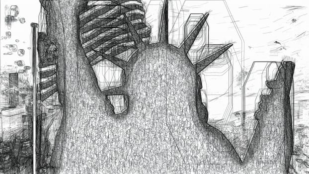 Statue of liberty hand draw digital art,Statue of liberty hand draw digital art
