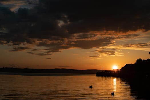 Idyllic Sunset in Meersburg at Lake Constance, Germany