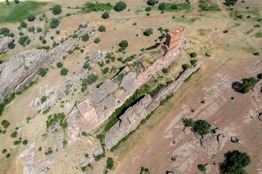 Zafra castle, 12th century,in Campillo de Duenas, Guadalajara, Spain Panoramic aerial view from above
