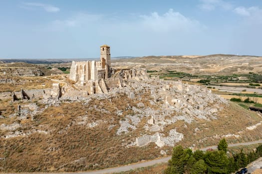 Roden village destroyed in a bombing during the Spanish Civil War, Saragossa, Aragon, Spain. panoramic aerial view