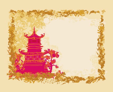 old paper with Asian Landscape