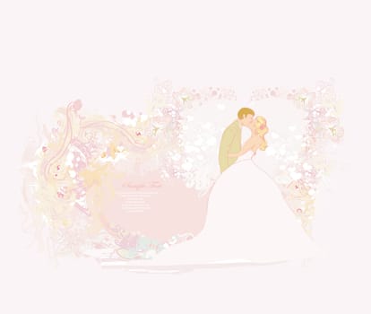 elegant wedding invitation with wedding couple