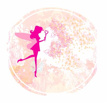 floral background with a beautiful fairy