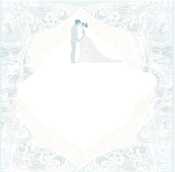 elegant wedding invitation with wedding couple