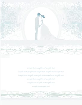 elegant wedding invitation with wedding couple